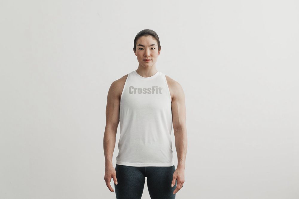 Débardeurs NOBULL Femme Blanche - NOBULL Crossfit® High-Neck,France (9731-DBMTA)